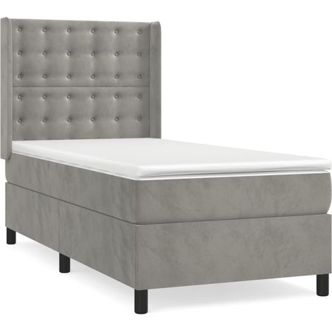 Maison Exclusive - Cama box spring con colchón terciopelo gris cl (1/5)