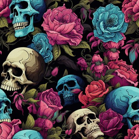 Tela decorativa para exteriores Oxford - Motivo de calavera I DX4042 (1/5)