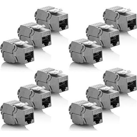 Kaelt - 12x Module Keystone CAT 6a Jack - Blindé STP Connecteur RJ45 Installation Snap-In Montage Câble Brut CAT 500Mhz 10GBit/s (1/4)