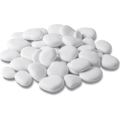 Galets Décoratifs - 80 Pièces - Plastique Recyclé Blanc - Résistants Choc Et Froid - Pour Aquarium Jardin Et Loisirs Créatifs - 2 À 5 Cm (1/5)