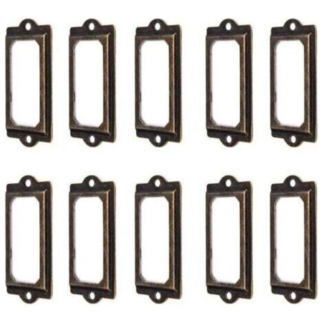 50Pcs Label Holder 60 x 17mm Metal Bronze Vintage Label Holder Card Holder Bookcase Drawer Cabinet (1/5)