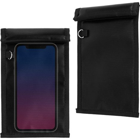 Lot de 2 Pochettes Faraday pour Téléphones et Clés Voiture, Pochette Protection Faraday Ignifugée et Étanche Bloquant Les Signaux pour Smartphones Clés de Voiture (1/5)