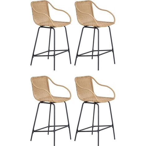 Set di sedie da bar e da isola in metallo con seduta in rattan 65 cm MOOREA