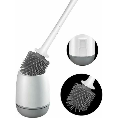Brosse De Toilette Balayette Wc Murale En Silicone Récipient À Séchage Rapide, Manche Long, Pas De Points Morts (1/5)
