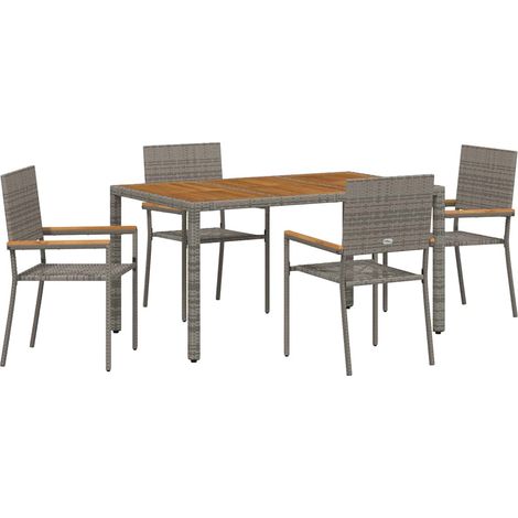 Maison Exclusive - Garten Essgruppe 5 pcs Grau Poly-Rattan