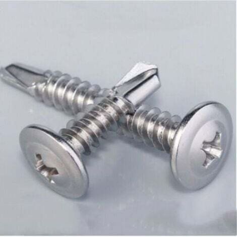 [NEVER USED] C44741 - Pack of 100 - Self-drilling sheet metal screws - with wide domed head - diameter 4.2x19mm - zinc-plated steel - with Phillips/Cross head drive - DIY - Renovation