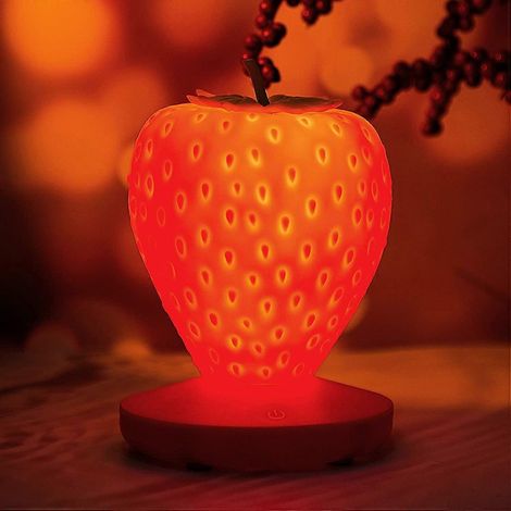 Veilleuse Fraise, Lampe de chevet LED en silicone mignonne pour chambre d'enfant (1/5)