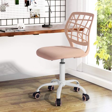 Chaise de Bureau à Domicile, Siège D'ordinateur Moderne et Réglable, Chaise de Bureau sans Accoudoir Pivotante, Chaise de Bureau pour Jeunes, Salle d'étude, Rose (1/5)