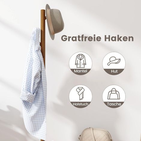 3 in 1 beistelltisch aus massivholz garderobenstander mit schuhbank 76 x 43 x 168 cm braun