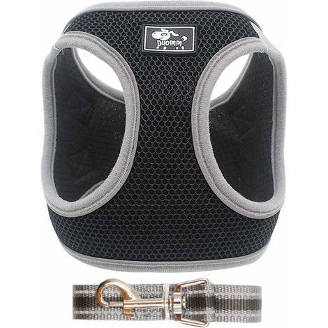Adjustable Harness Vest Padded Reflective Soft Breathable Comfortable Leash for Small Dog Puppy MZ083 (XS, Black) (1/5)