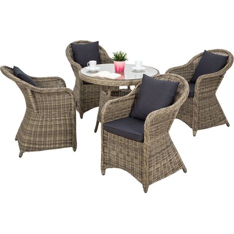Set di mobili da giardino in rattan sintetico con 4 posti marrone naturale 2108106