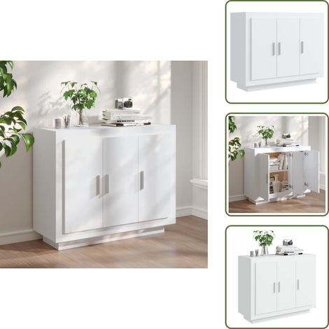 Sideboard Weiß 92x35x75 cm Holzwerkstoff - Schreibtisch - Wohnzimmermöbel - Sideboard Weiß - Regal - Holzschrank (1/5)
