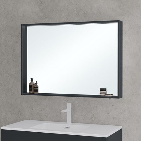 Mai & Mai Armadietto a Specchio con Luce 100x12x70cm, Specchio con Pensile per Bagno con Luce LED Antracite opaco Spiegelschrank-01 (1/5)