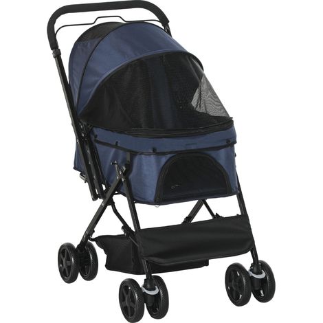Poussette pour animaux Oxford Blue 76,5x52x95 cm pliable légère pour petits chiens et chats