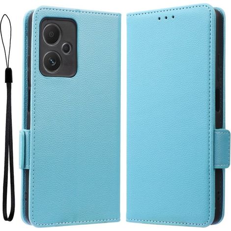 Custodia a libro per Xiaomi Redmi Note 12 5G / Poco X5 5G, con portafoglio e magnete al litchi, blu (1/5)