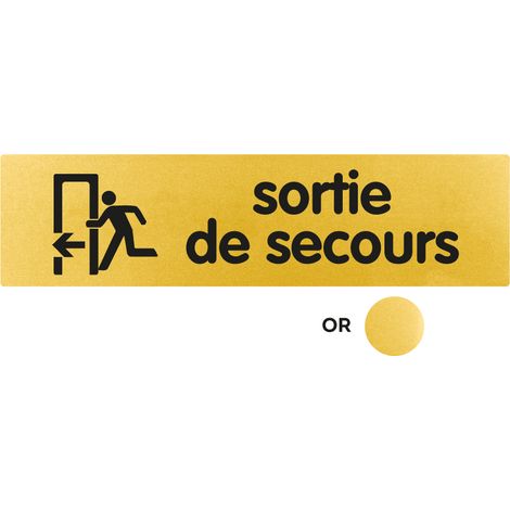 Plaque de porte Sortie de secours flèche gauche - Classique or 170x45mm - 4491196