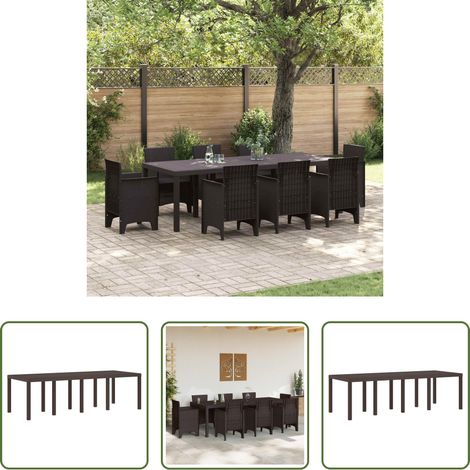 vidaXL Table de jardin en polyrotin -  Table de Jardin Marron 250 x 100 x 73 cm polyrotin (1/5)