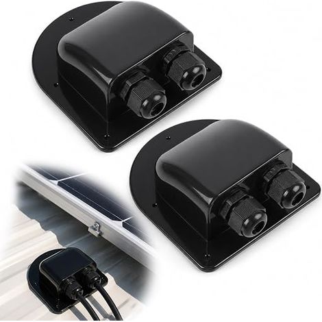 Presse Étoupe Solaire D'entrée de Câble Étanche, Double Presse Étoupe D’entrée Câble, Passe Toit Solaire éTanche, pour Camping Car, Bateau, Caravanes, pour Câbles de 6-10 mm, Noir (1/5)