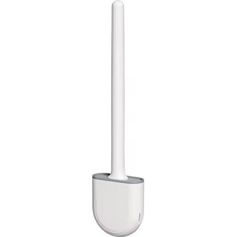 Ensemble de brosse de toilette et support, brosse de toilette avec poils en silicone et support mural, ensemble de brosse de toilette à séchage rapide (blanc, 367 × 87 × 39 mm) (1/4)