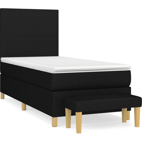 Lit adulte Contemporain Lit à sommier à sommier tapissier avec matelas Noir 100x200 cm Tissu 67292 (1/5)