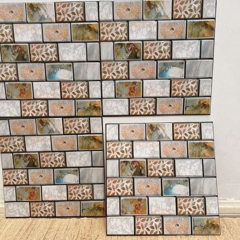 (Style 11, 30X30Cm - 5 pièces) Crédence carrelée auto-adhésive, design épais, convient à toutes les pièces. (1/4)