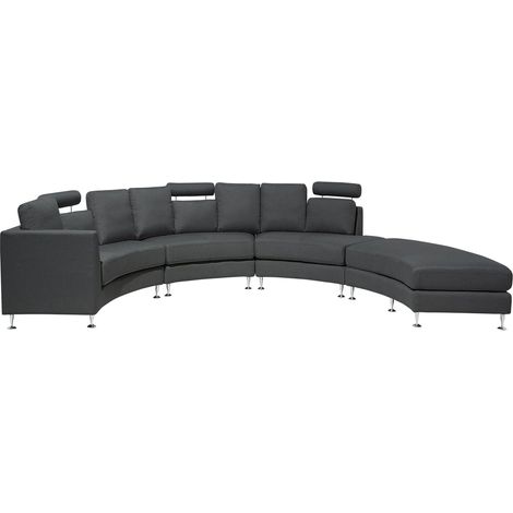 Curved Sofa 7 Seater ROTUNDE Fabric Dark Grey
