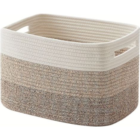 Panier à couverture beige trois pièces 382523cm 1 panier rectangulaire en corde de coton tressé rangement puériculture avec poignée