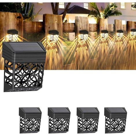 Set mit 4 wasserdichten und dekorativen Solarleuchten für Terrasse, Treppe, Garten und Einfahrt.