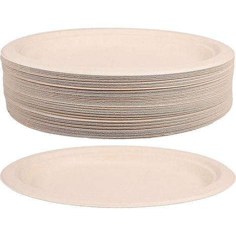 Plateaux en papier ovales pour emballage alimentaire, 50 pièces, beige, en pâte à papier - Pratiques et sûrs (1/5)