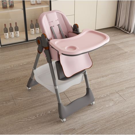 Trona plegable y ajustable para bebé, arnés de 5 puntos, rosa HAVRYA (1/5)