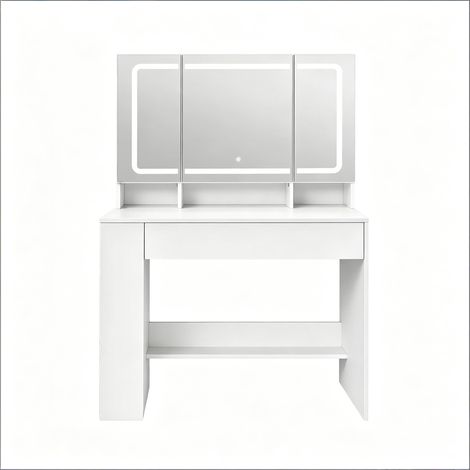 Coiffeuse avec miroir LED blanc 90x40x135 cm (1/5)