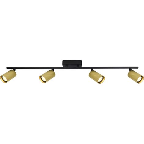 Plafonnier rail laiton/noir 4 spots GU10 Italux TRIS