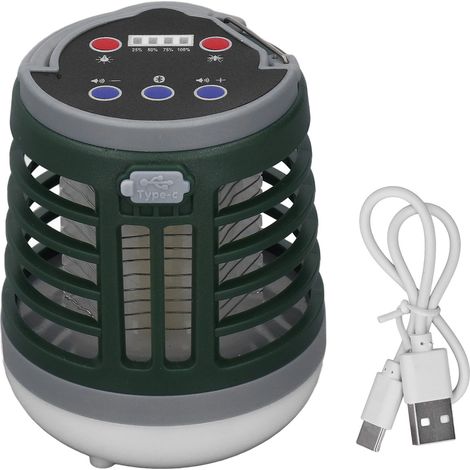 Lanterne de Camping en plein air anti-moustique, lampe de poche pour tente, Rechargeable par USB, avec batterie intégrée, vert foncé (1/5)