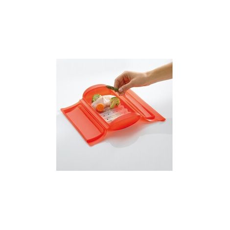 Lekue Set Vaporiera Papillote XL Rosso 1400 ml Silicone (1/2)