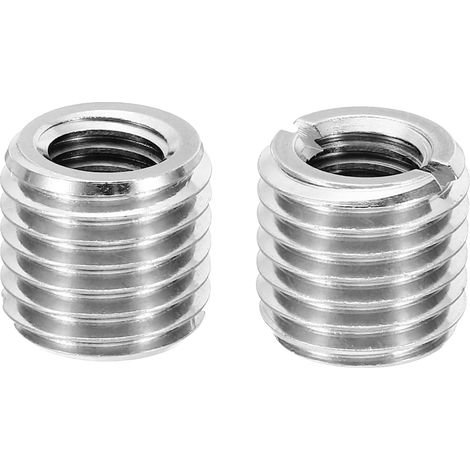 Adaptateur de Filetage, 2 Pcs M16xM10x15mm Mâle à Femelle Manchon Écrou Réducteur Insert Fileté de Réparation, Réducteur de Vis, Fixation en Acier Inoxydable, Ton Argent (1/5)