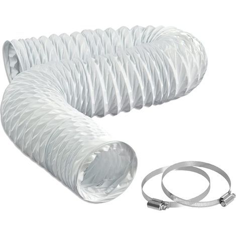 Flexible PVC Hose 153mm Length 2.5m for Dryer Ventilation, Kitchen, Bathroom with 2 Steel Clamps (1/5)