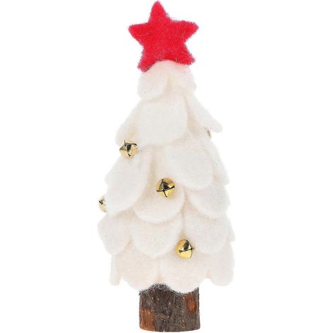 Sapin de Noël miniature en feutrine de laine blanche, idéal pour les fêtes. (1/5)