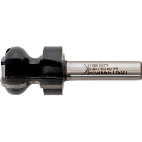 Fraise à rainurer STIER HW diamètre 8 mm, 22-16 R2,5/6 (1/5)