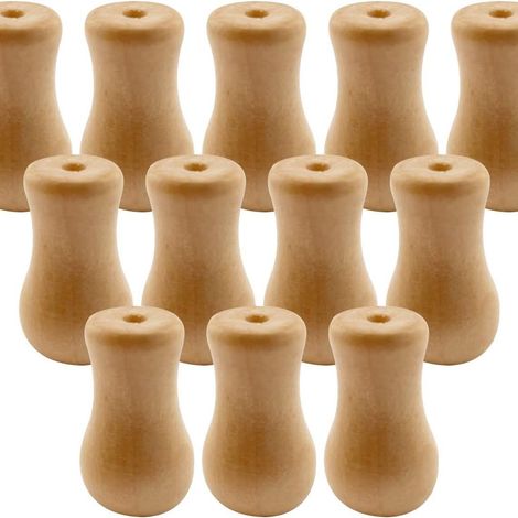 12-teiliges Set beigefarbener Holzanhänger, Gardinenzubehör auf Lager. (1/5)