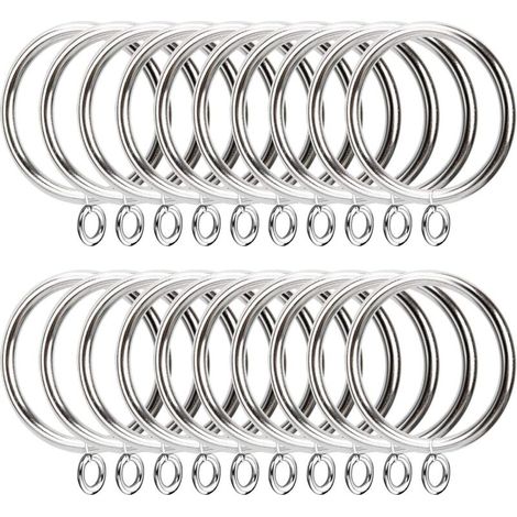 50 Pièces Anneaux de Rideau en Métal, Anneaux de Suspension de Rideau de Diamètre Intérieur Argenté de 38mm, Anneaux de Rideau en (1/4)