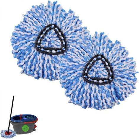 Lot de 2 recharges de balais essoreurs en microfibre EasyWring RinseClean pour O-Ceder (système à 2 réservoirs), têtes de rechange pour balais essoreurs en microfibre, bleu (1/5)