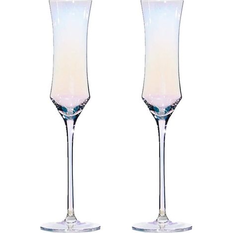 Lot de 20242 verres à champagne en cristal soufflé, coupes arc-en-ciel, parfaits pour un mariage ou Noël. (1/5)