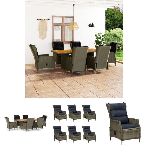 Rattanmöbel - vidaXL 7-tlg. Garten-Essgruppe mit Auflagen Poly Rattan Braun - Freien Essplatz (1/5)