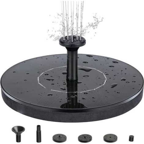 Fontaine solaire de jardin 1W – 4 buses – Pour jardin, bassin et piscine – Hauteur d’eau 30-50 cm – Diamètre 13 cm (1/5)