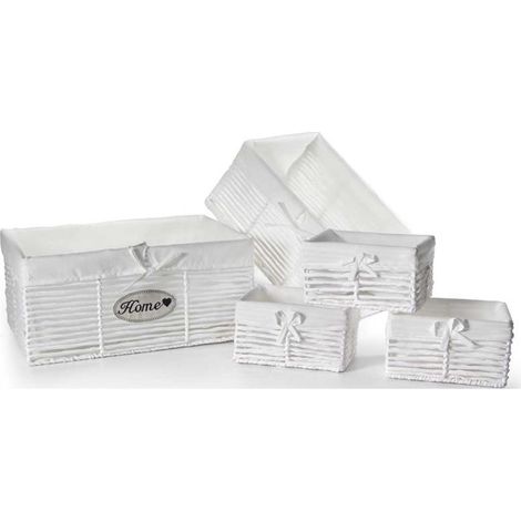 SET 5 CESTE IN TESUTO 44/39/22 CM DI COLORE BIANCO (1/2)