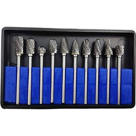Fraises rotatives carbure 3 mm × 6 mm – Lot de 10 pour gravure, perçage et usinage du bois – Outils Dremel compatibles (1/5)