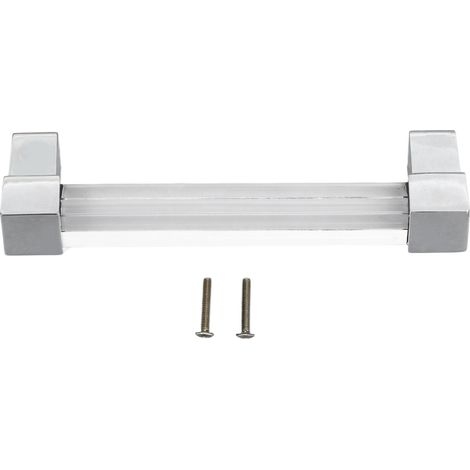 Poignée de porte en acrylique cristal avec un seul trou pour cuisines et armoires, entraxe de 96 mm, couleur argent (1/5)