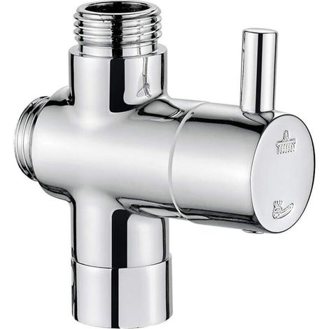 Robinet arret 3 voies, Chrome en laiton, Entrée de commutateur de douche universelle (G1 / 2 ”) et 2 prises (G1 / 2”) (1/5)