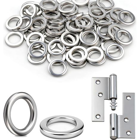 50 Pièces Rondelles pour Gonds de Porte Ø8x12x1.5 mm Rondelles Plates Acier Inoxydable 304 Rondelle Metal pour Porte de Chambre et Charnières Portes Intérieures et Extérieures Placard (1/5)