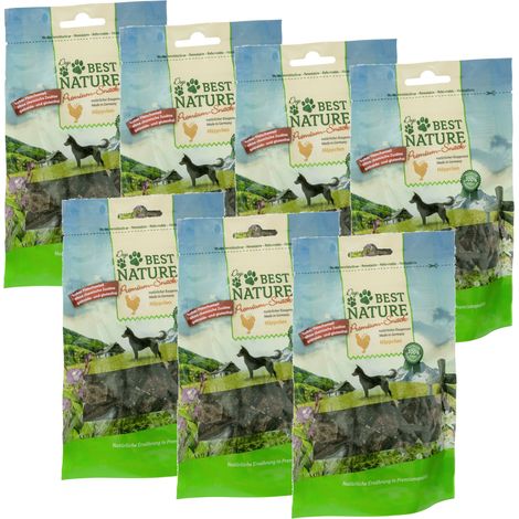 Best Nature Premium Snack für Hunde, 7x 80 g - Häppchen Huhn